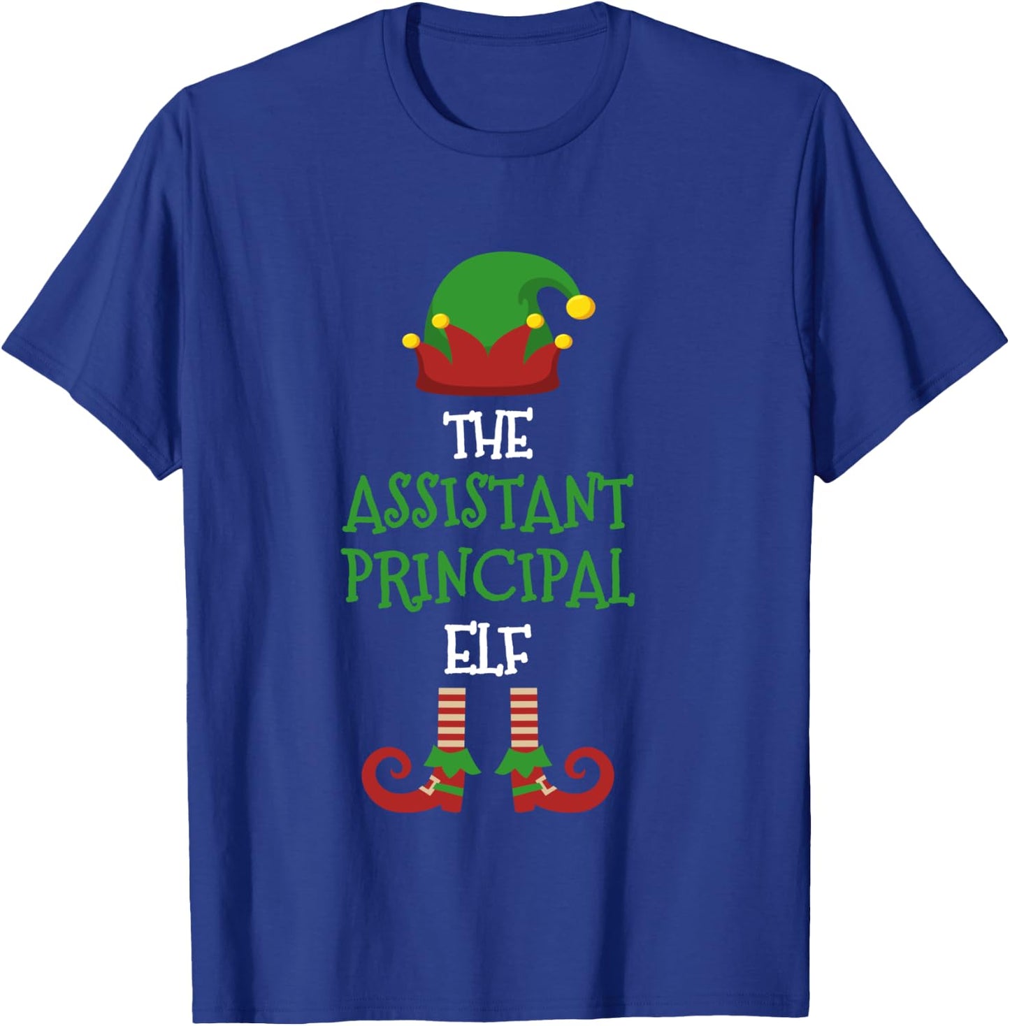 Assistant Principal Elf Matching Pajamas Christmas Teacher T-Shirt - T-Shirt | Royal