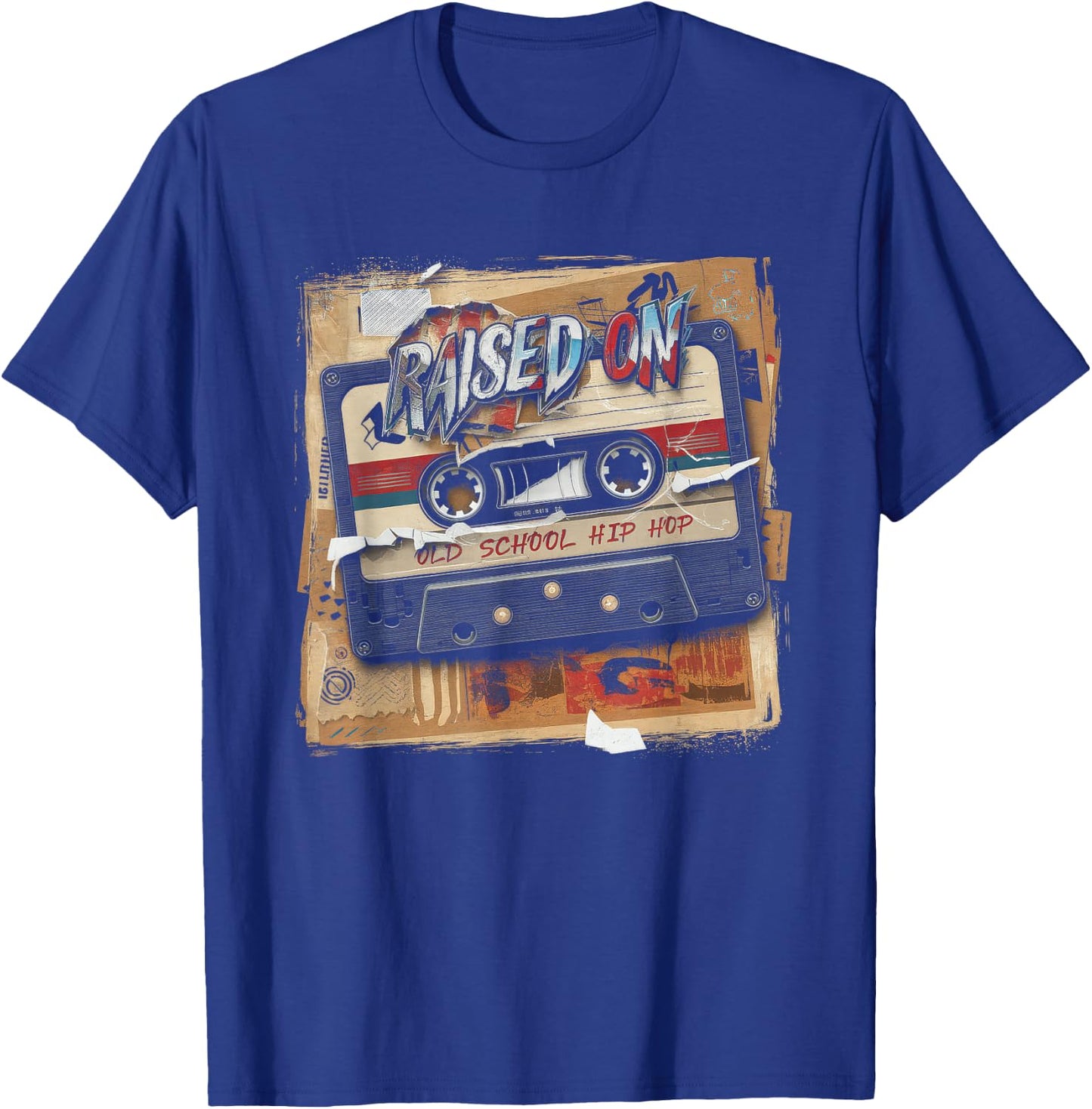 RAISED ON OLD SCHOOL HIP HOP Cassette Graffiti Rap T-Shirt - T-Shirt | Royal