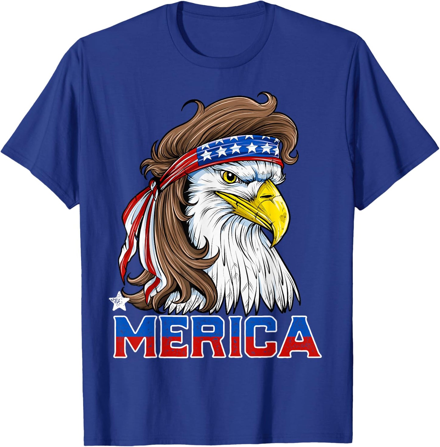 Merica Eagle Mullet 4th of July Men Women American Flag USA T-Shirt - T-Shirt | Royal