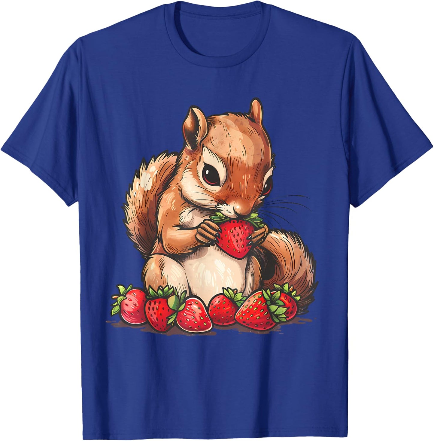 Strawberry Squirrel Artwork Strawberry Fruit Cute Squirrel T-Shirt - T-Shirt | Royal