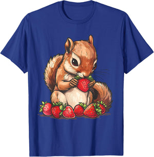 Strawberry Squirrel Artwork Strawberry Fruit Cute Squirrel T-Shirt - T-Shirt | Royal