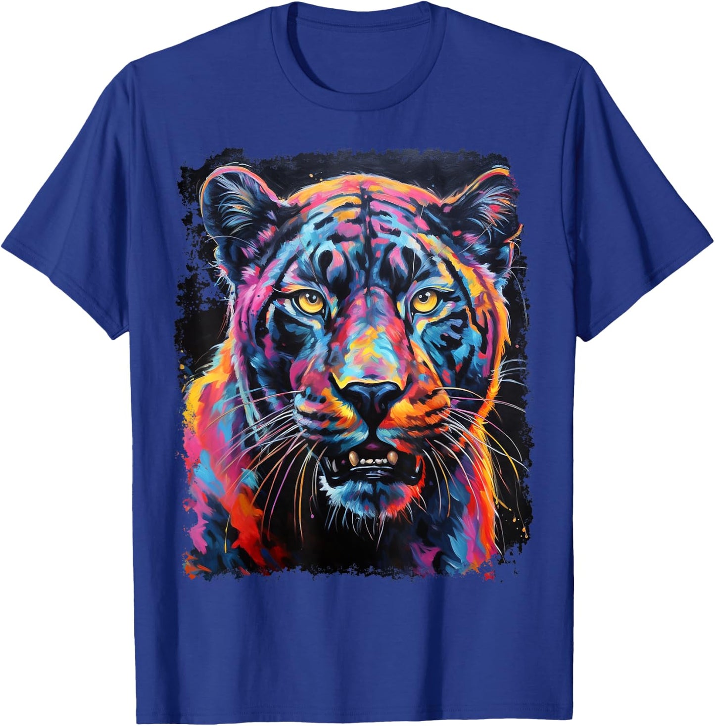 Pop Art Rainbow Panther Black T-Shirt - T-Shirt | Royal
