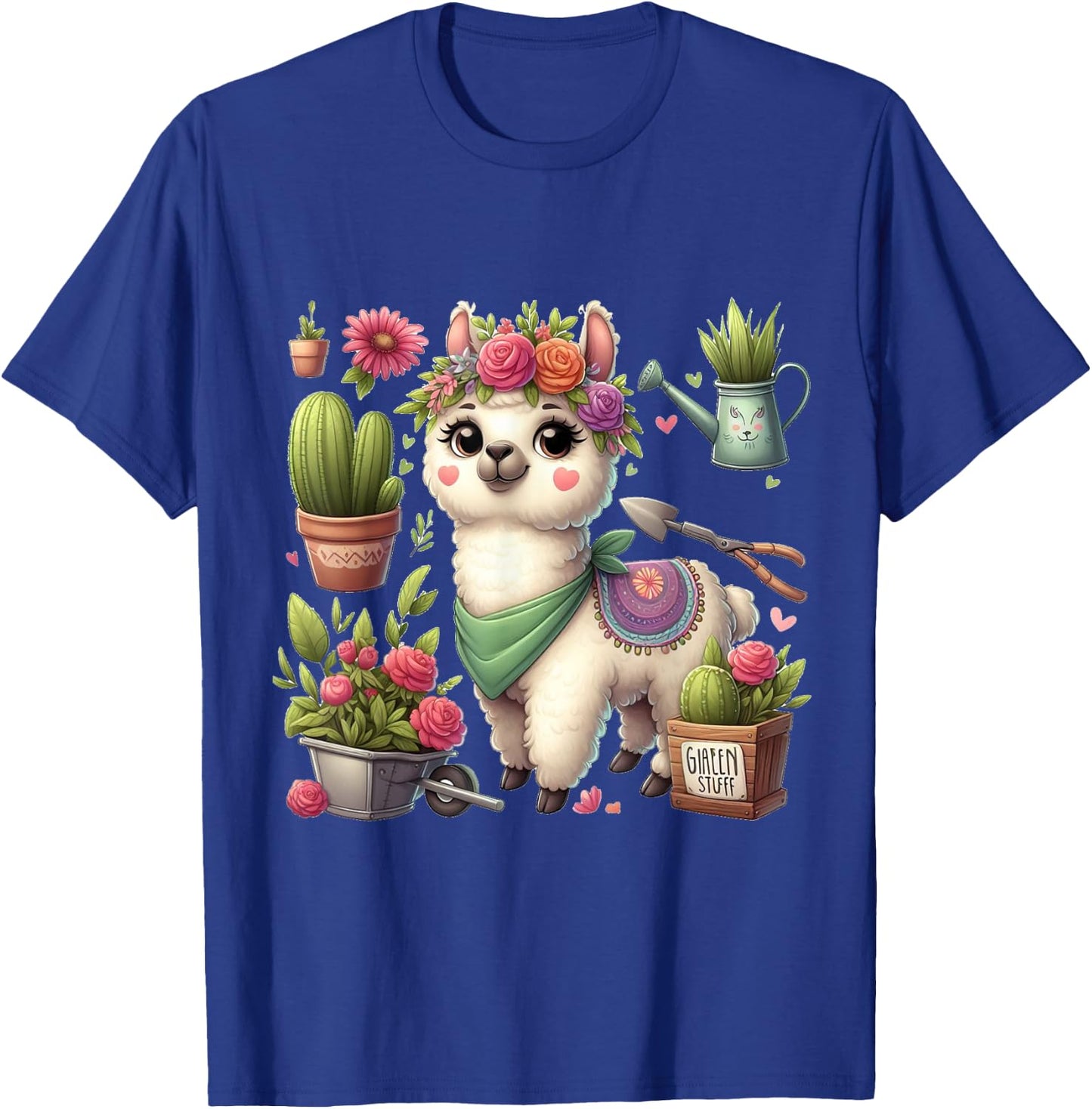 Lama Flowers Cactus Garden Plants Florist Gardener T-Shirt - T-Shirt | Royal