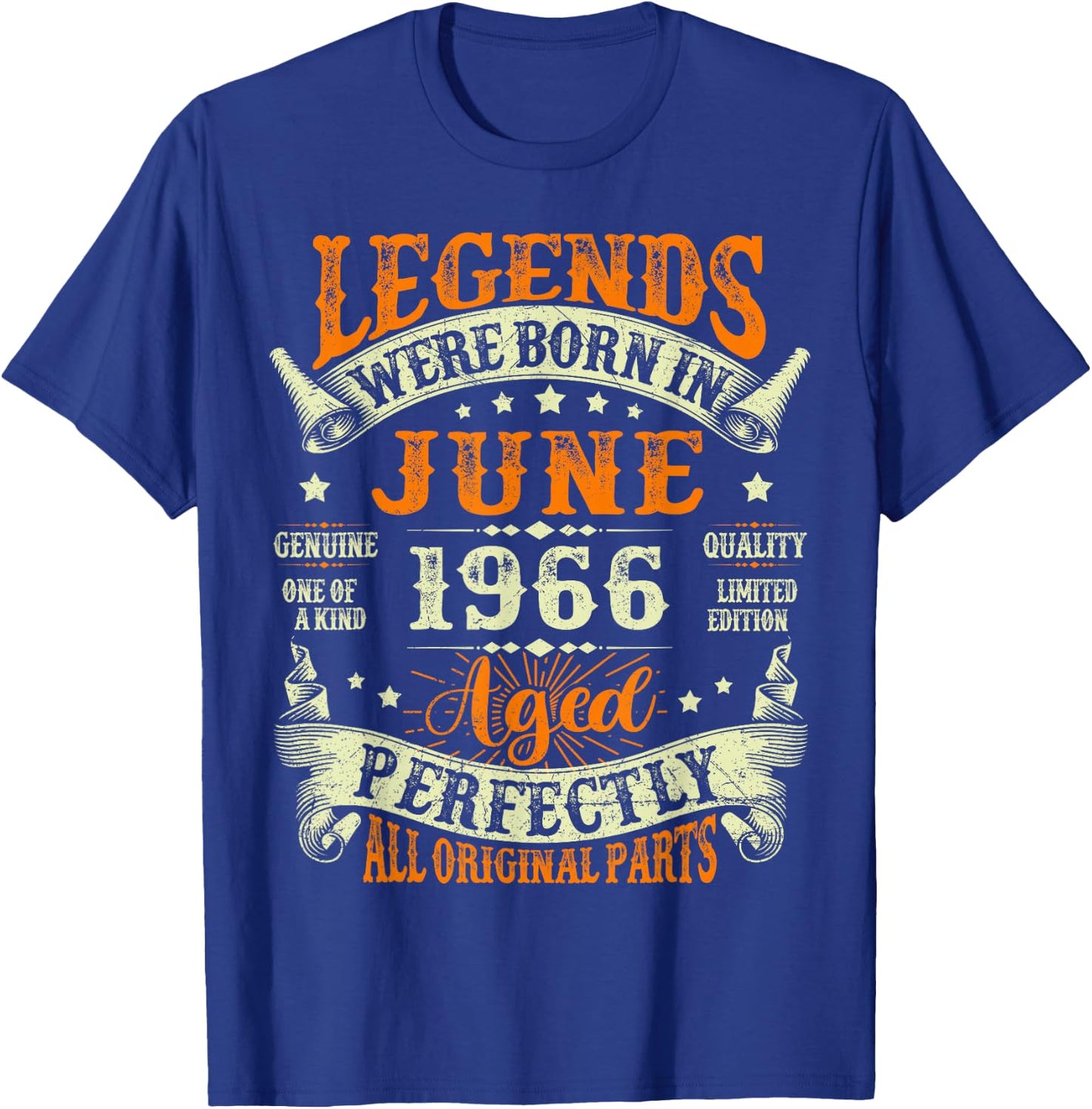 60th Birthday Legends were Born in June 1966 60 Year Old Men T-Shirt - T-Shirt | Royal