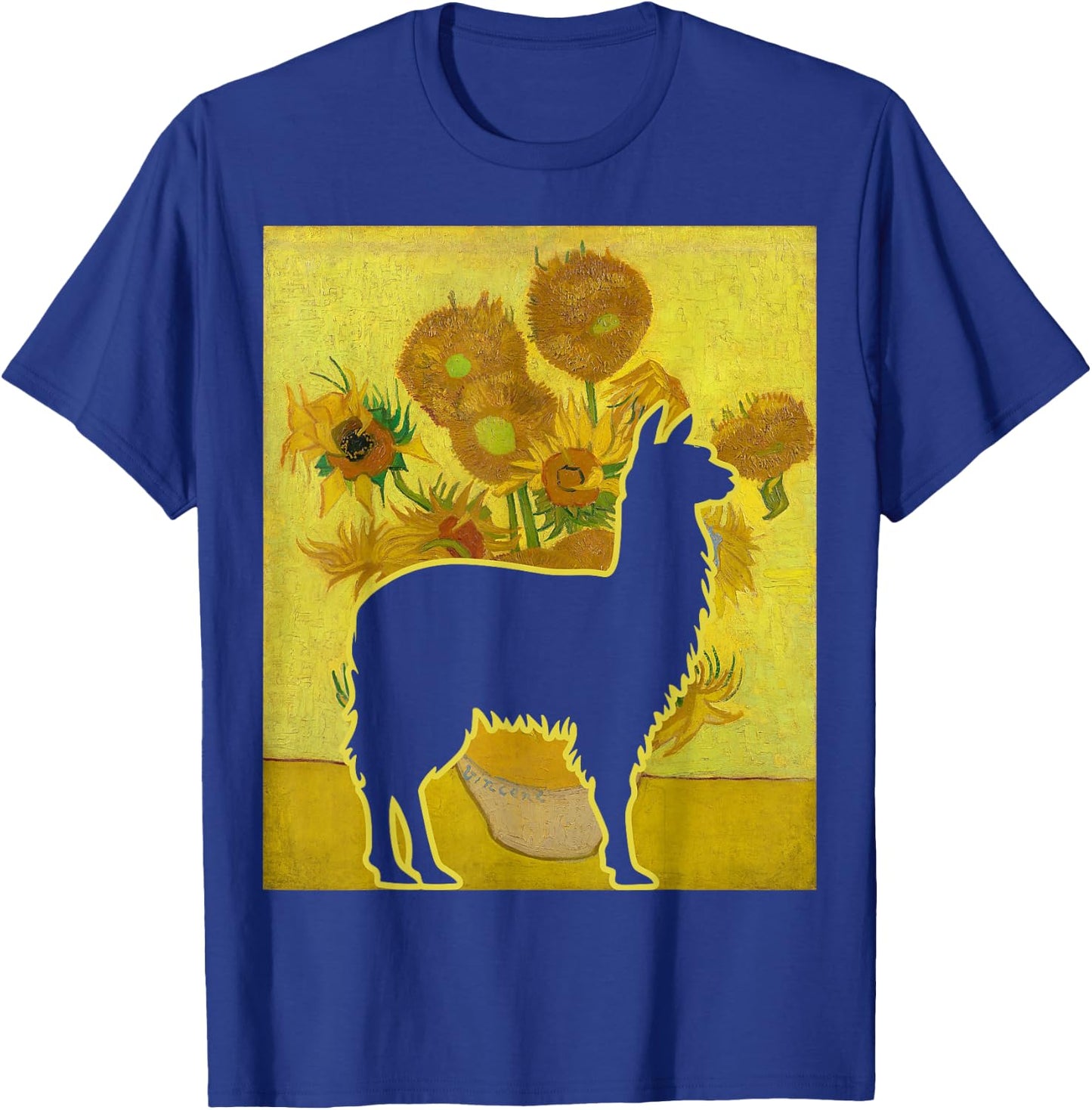Llama Sunflowers Alpaca Van Gogh Llama Painting T-Shirt - T-Shirt | Royal