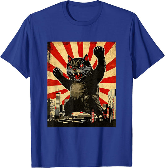 Catzilla - Japanese Art - Funny Cat Gifts Women Kids T-Shirt - T-Shirt | Royal