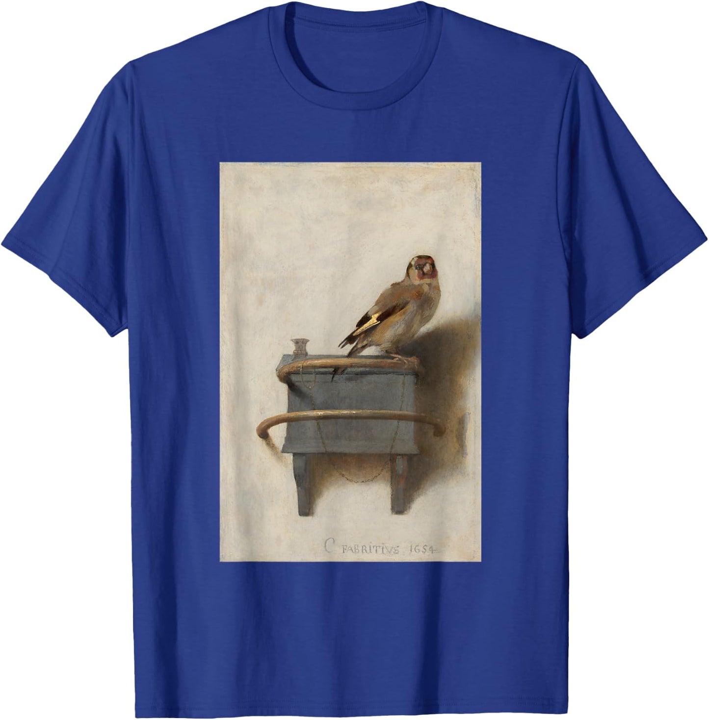 The Goldfinch by Carel Fabritius Bird Painting Fine Art T-Shirt - T-Shirt | Royal