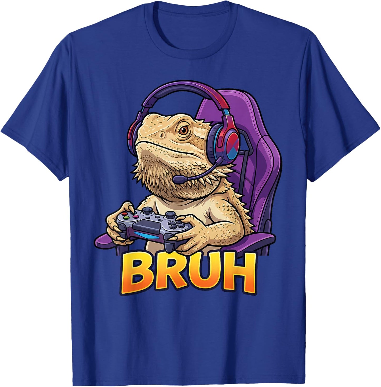 Funny Bearded Dragon Gamer Bruh Meme Controller Gaming Boys T-Shirt - T-Shirt | Royal