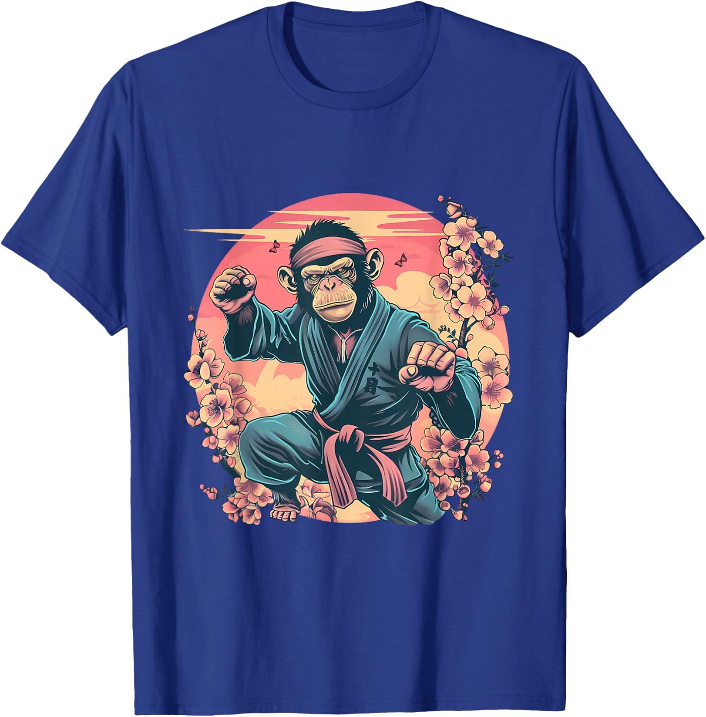 Karate Monkey Sakura Jiu-Jitsu MMA Martial Arts Kickboxing T-Shirt - T-Shirt | Royal