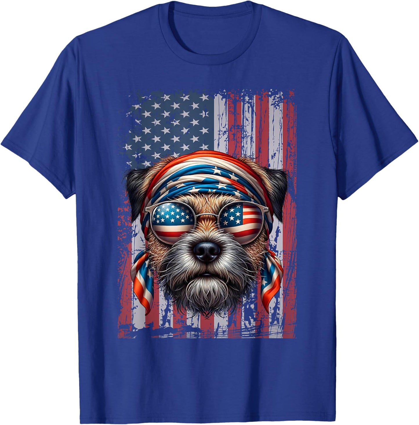 Patriotic Border Terrier Dog Lover US Flag Independence Day Women Kids T-Shirt - T-Shirt | Royal