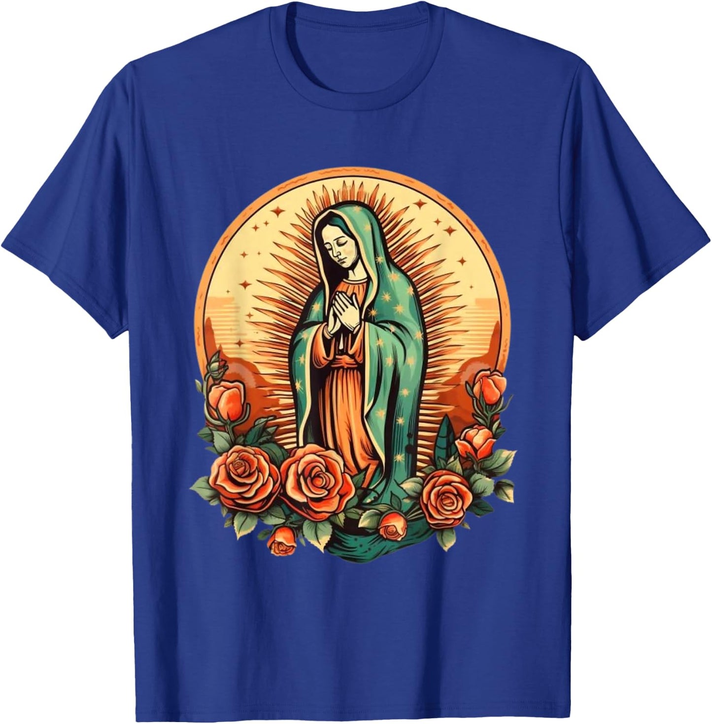 Our Lady of Guadalupe Sant Mary for Christians, Catholics , Black, S T-Shirt - T-Shirt | Royal