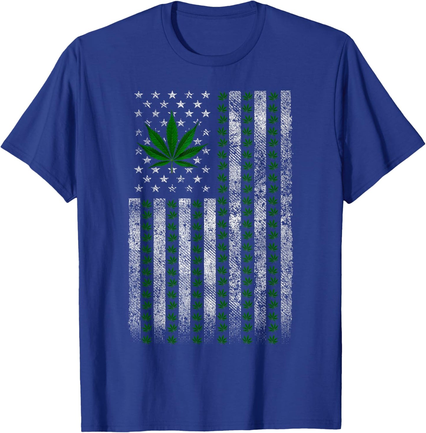 Cannabis Leaf American Flag American Flag Art Cannabis T-Shirt - T-Shirt | Royal