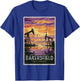Bakersfield Sunset Oil Fields Retro Travel Art Print T-Shirt - T-Shirt | Royal