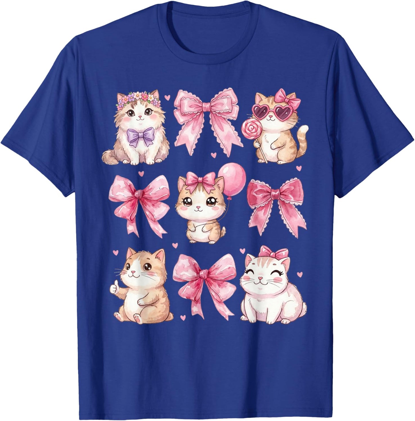 Cute Kitty Ribbon Coquette Bow Aesthetic Cat Lover T-Shirt - T-Shirt | Royal