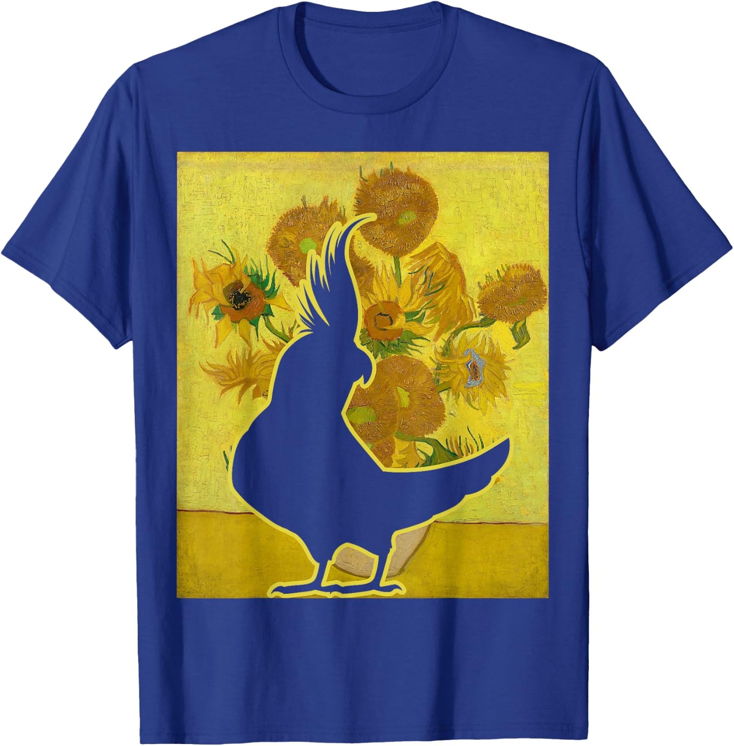 Cockatiel Sunflowers Van Gogh Cockatiel Parrot Birding T-Shirt - T-Shirt | Royal