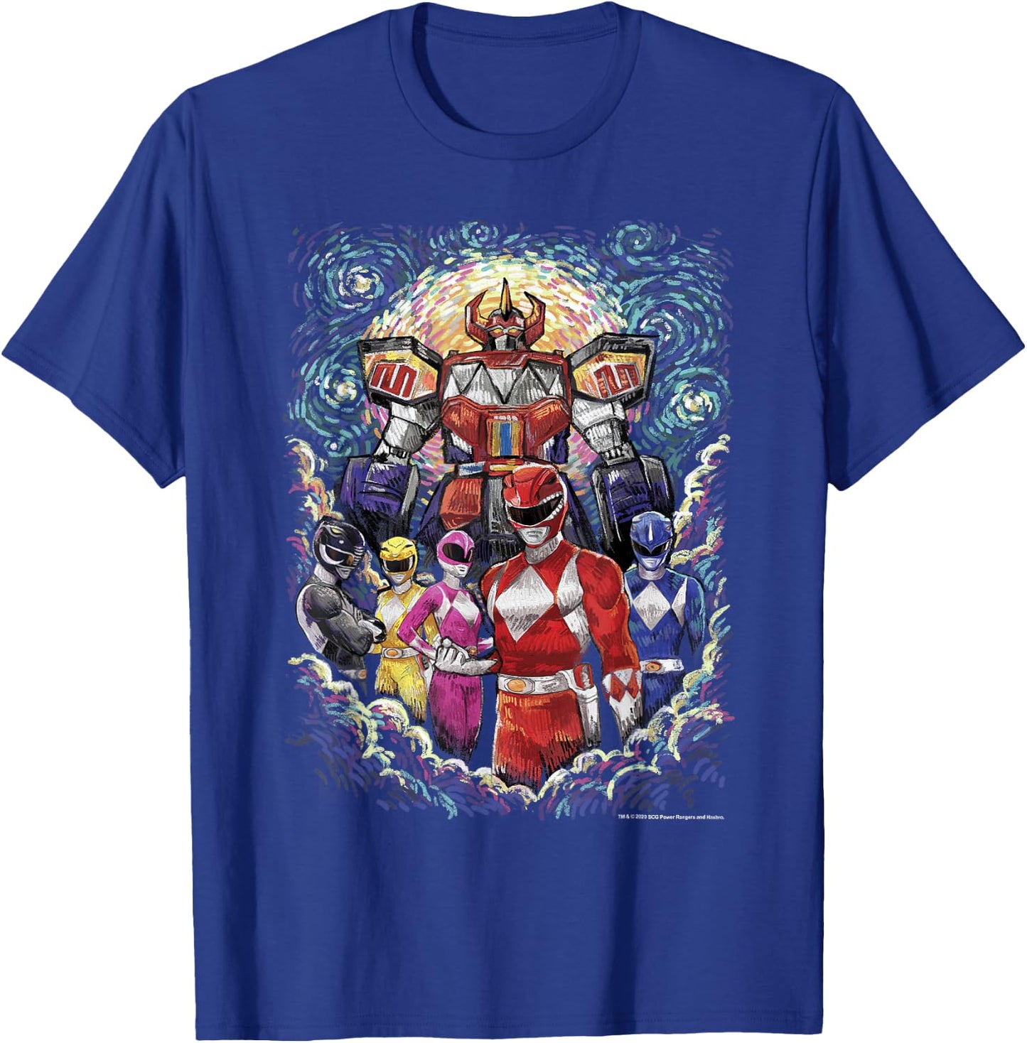 Power Rangers Mighty Morphin' Megazord Starry Night Poster T-Shirt - T-Shirt | Royal