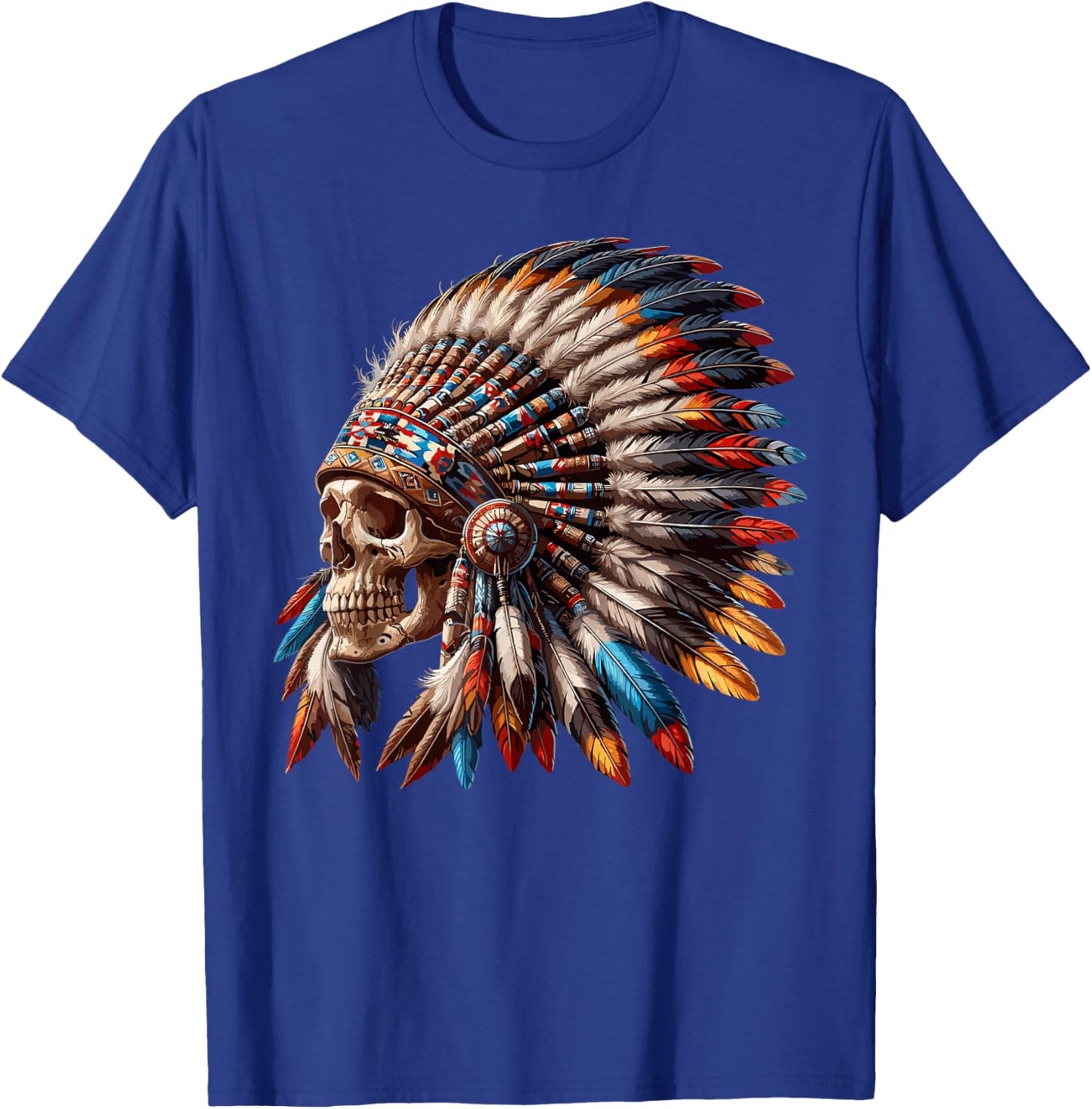 Indian Skull Motorcycle Headdress Indian , Black T-Shirt - T-Shirt | Royal