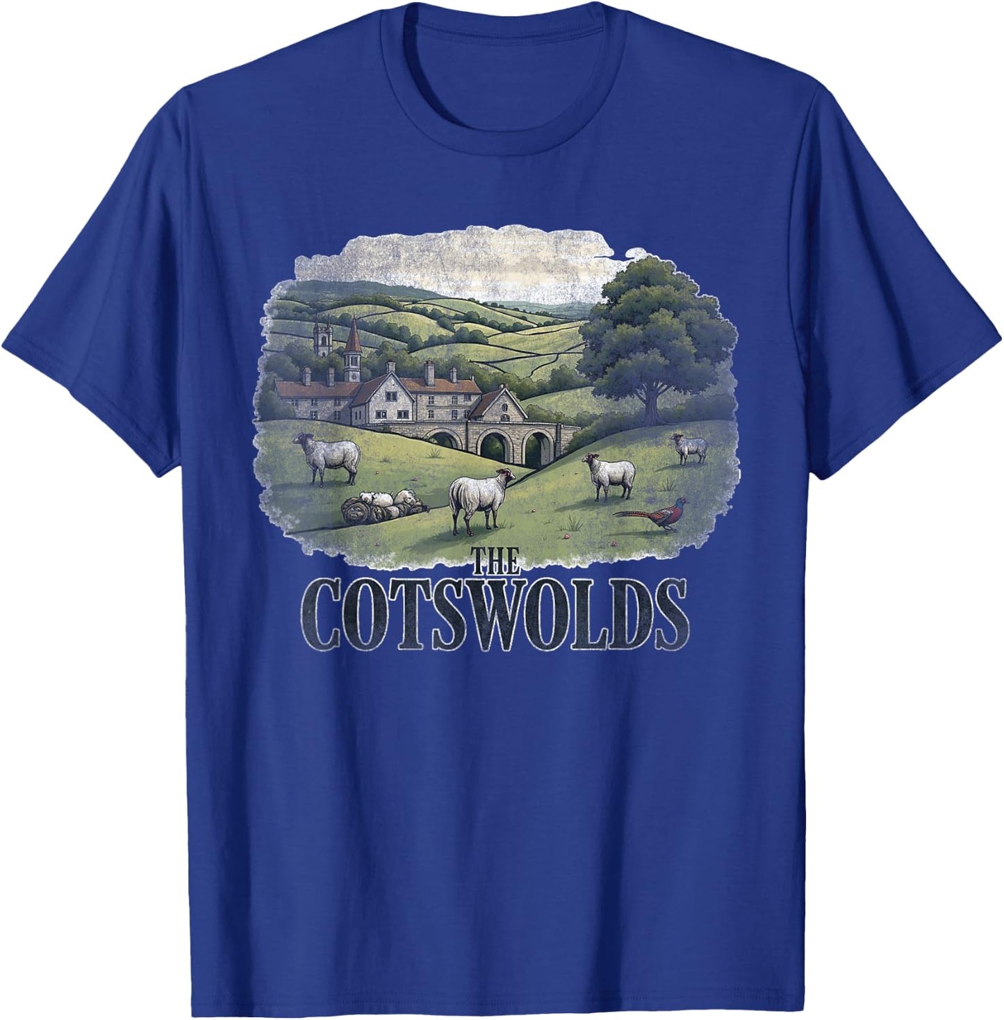 Retro The Cotswolds Landscape Vintage Souvenir T-Shirt - T-Shirt | Royal