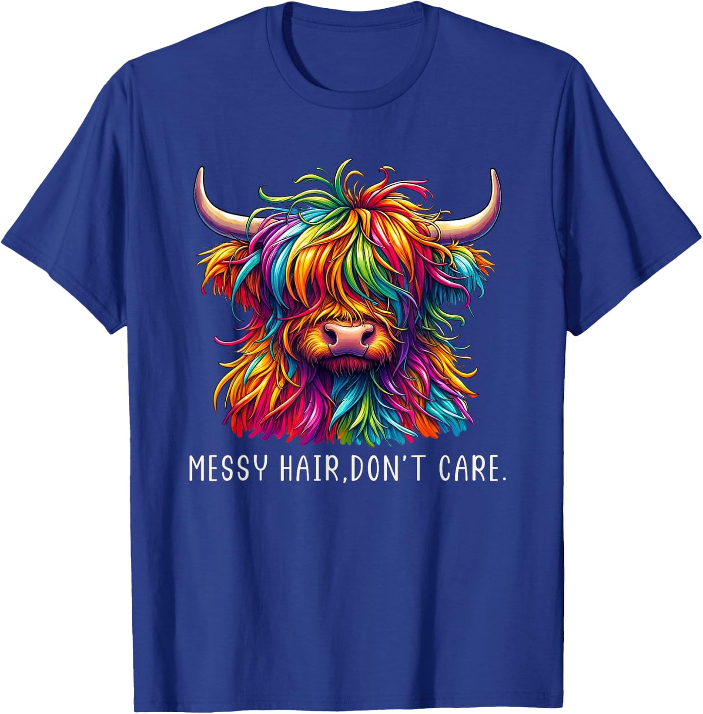Highland Cow Messy Hair Colorful T-Shirt - T-Shirt | Royal
