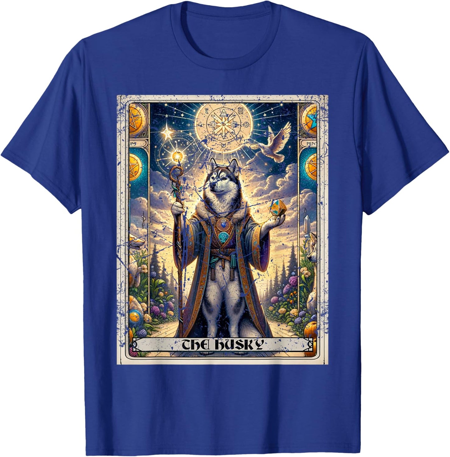Dog Tarot Card Magician Boho Dark Academia Siberian Husky T-Shirt - T-Shirt | Royal