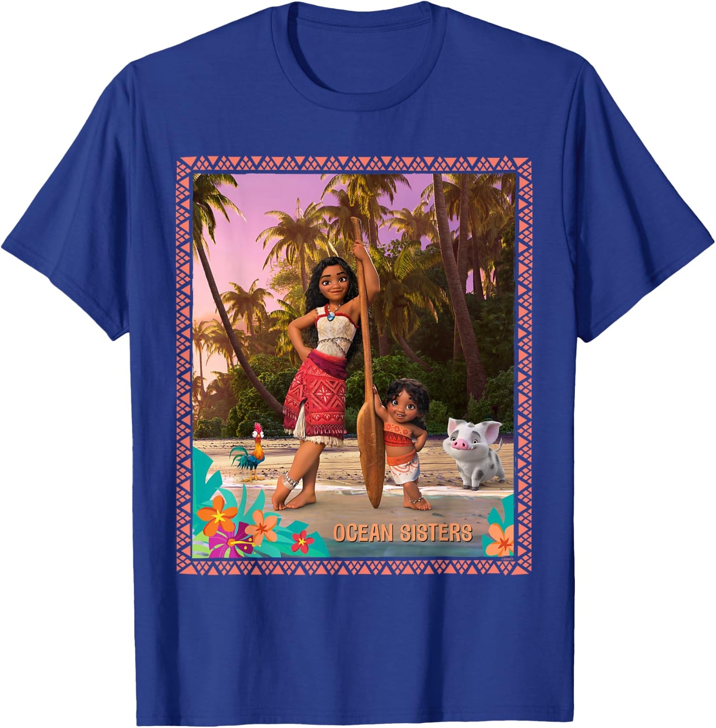Disney Moana 2 Moana and Simea Pua Heihei Ocean Sisters , Black, S T-Shirt - T-Shirt | Royal