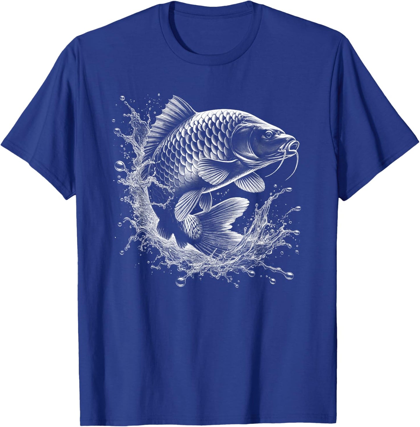 Carp Jumping Out of the Water Fish Design for Angler , black T-Shirt - T-Shirt | Royal