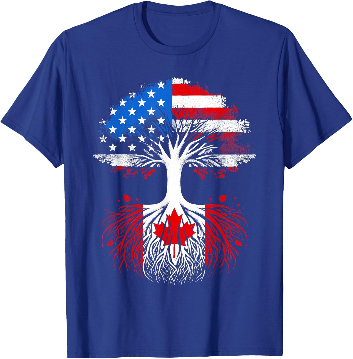 Canadian Roots USA American Grown Canada Flag Maple Leaf T-Shirt - T-Shirt | Royal