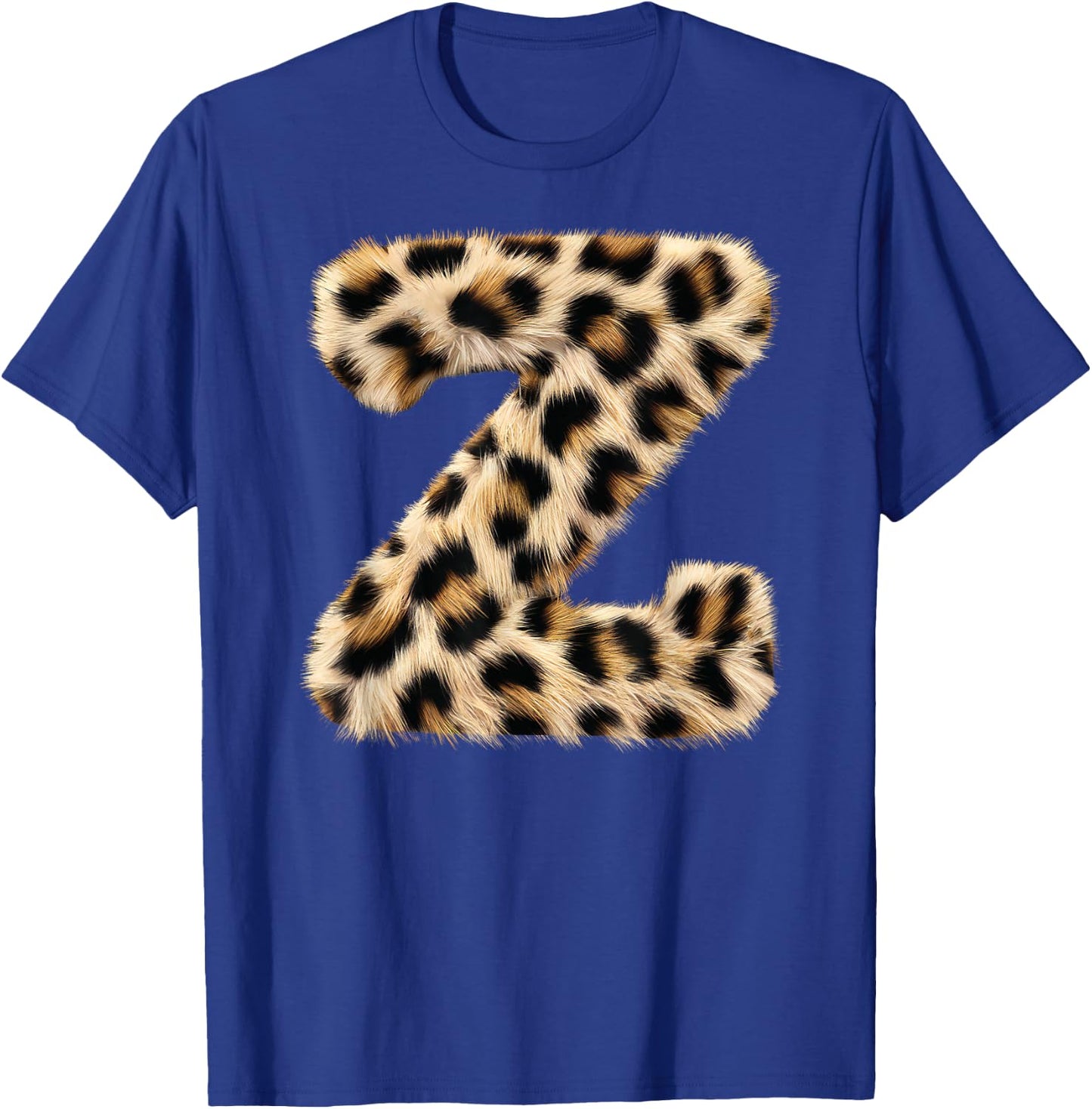 Letter Z Cheetah Leopard Initial Print Name Zebra Matching T-Shirt - T-Shirt | Royal