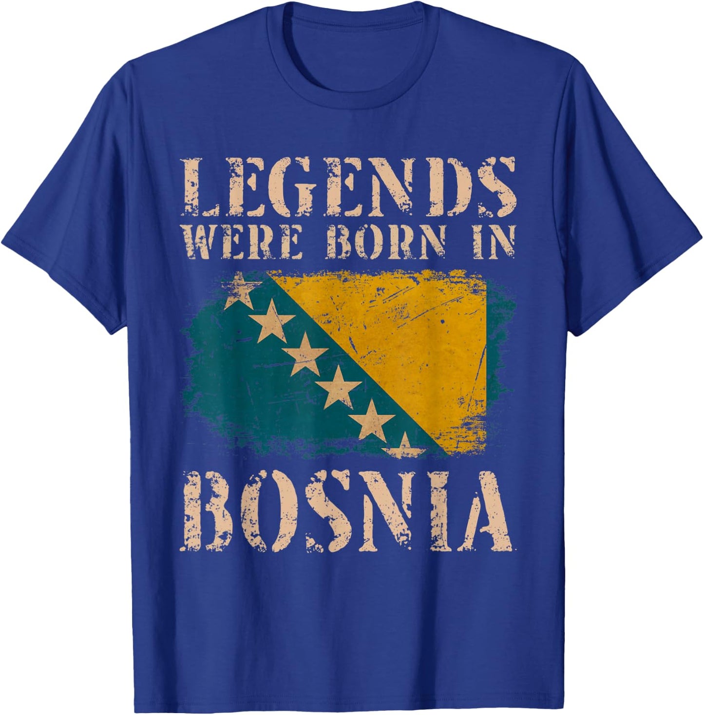 Vintage Design Bosnische Flagge Bosnien T-Shirt - T-Shirt | Royal