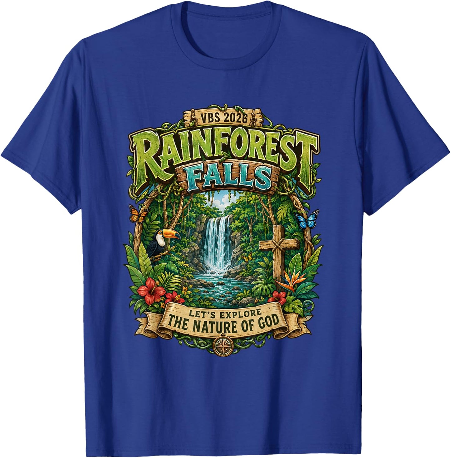 Rainforest.Falls VBS 2026.Jesus Faith Bible Verse Outfit T-Shirt - T-Shirt | Royal