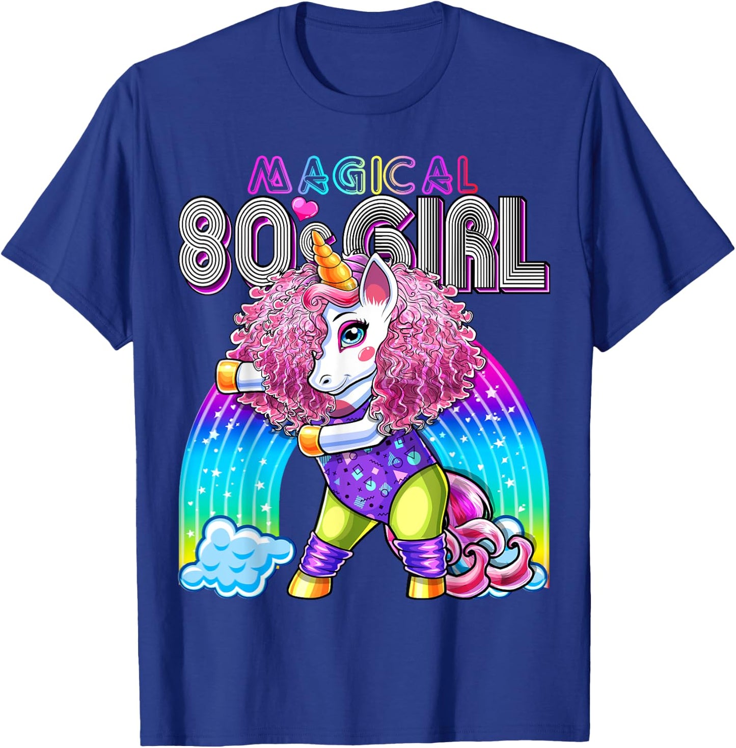 Magical 80's Girl Flossing Unicorn Leotard Leg Warmers Party T-Shirt - T-Shirt | Royal