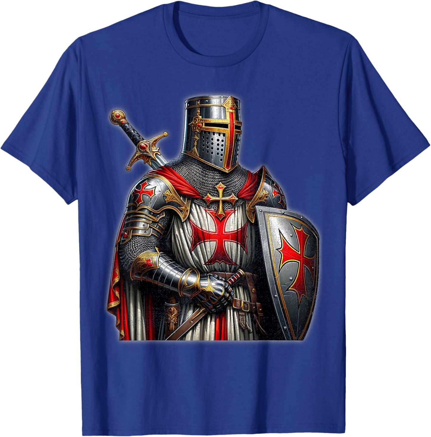 A Warrior of Christ Knights Templar Cross Aged Man , Black T-Shirt - T-Shirt | Royal