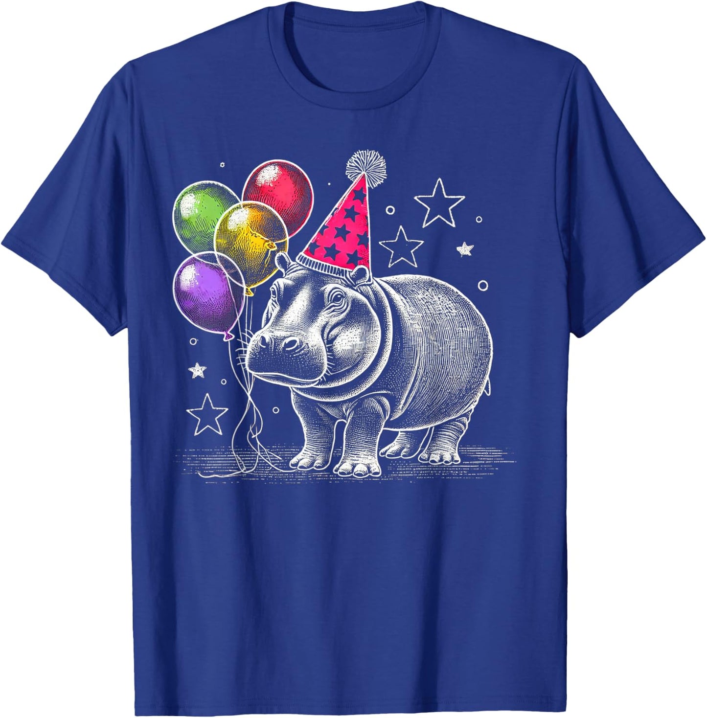 Party Hippo Art Fun Animal Birthday Gifts Idea for Kids T-Shirt - T-Shirt | Royal