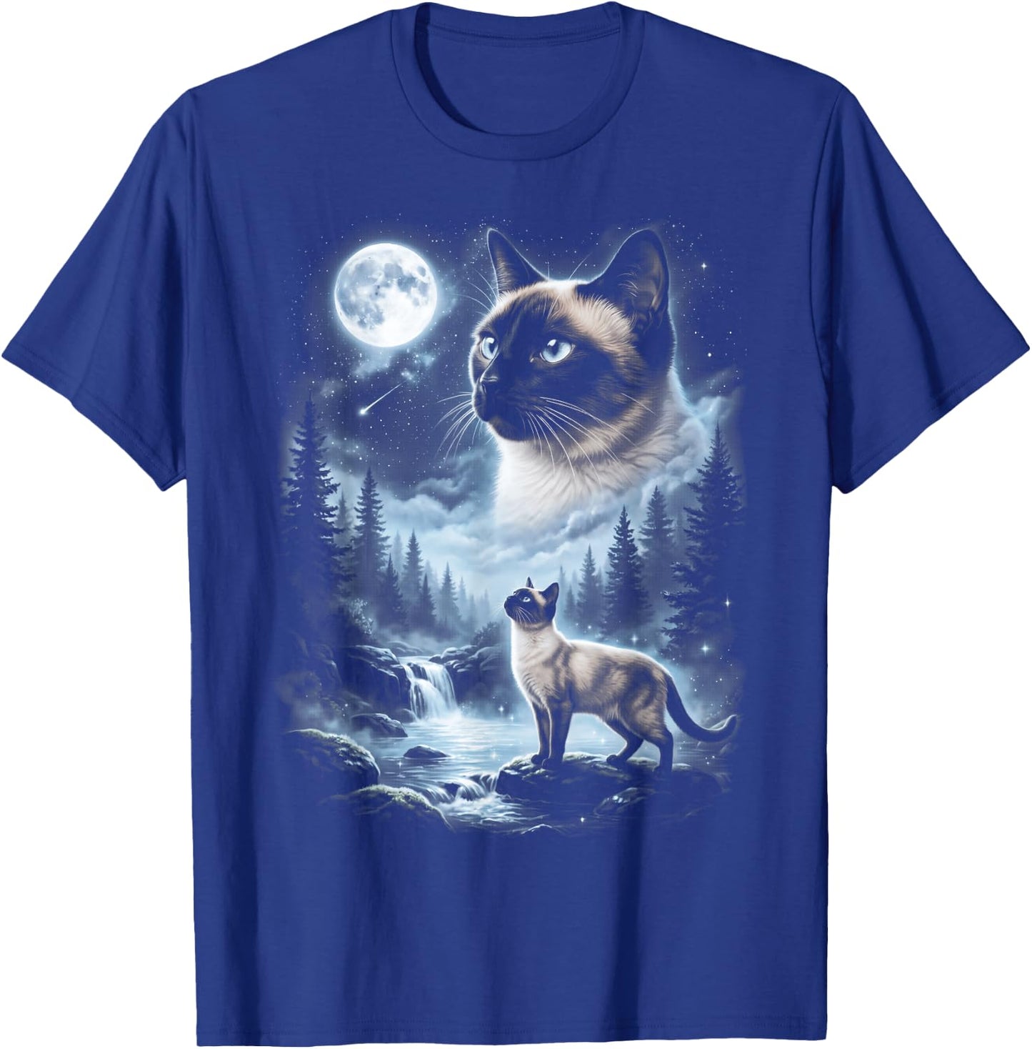 Siamese Cat Howling at Moon 90's Retro T-Shirt - T-Shirt | Royal
