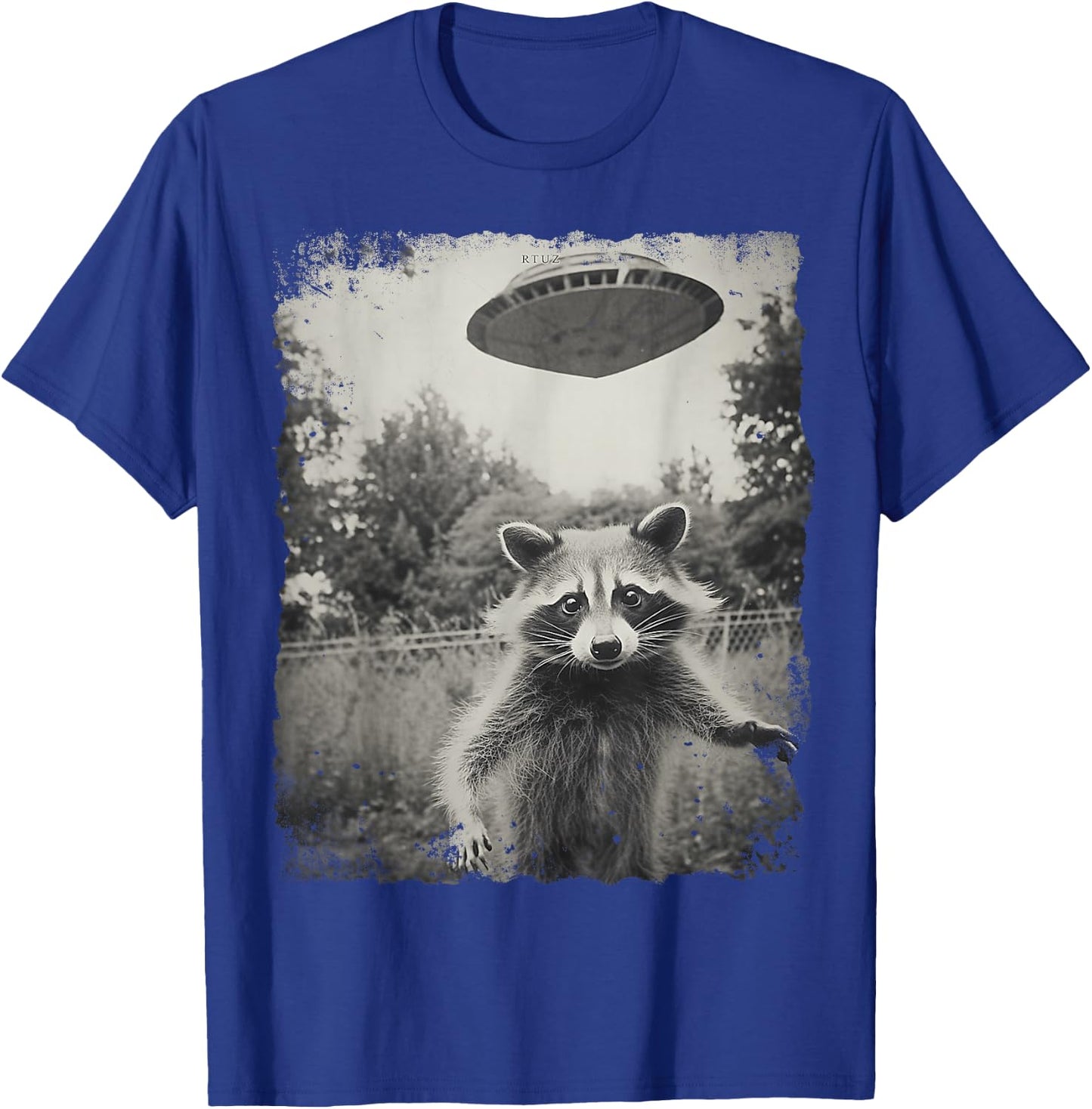 Vintage Hipster Retro Raccoon Streetwear Alien UFO Waschbär T-Shirt - T-Shirt | Royal