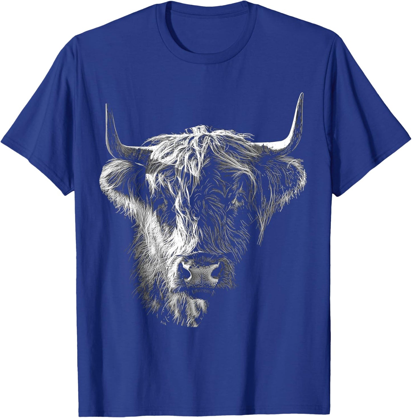 @n!mal Highland Cow Art Gesicht Tier Portrait Grafik Highland Cow für Tierliebhaber, Familien, Kinder - - Schwarz - S T-Shirt - T-Shirt | Royal