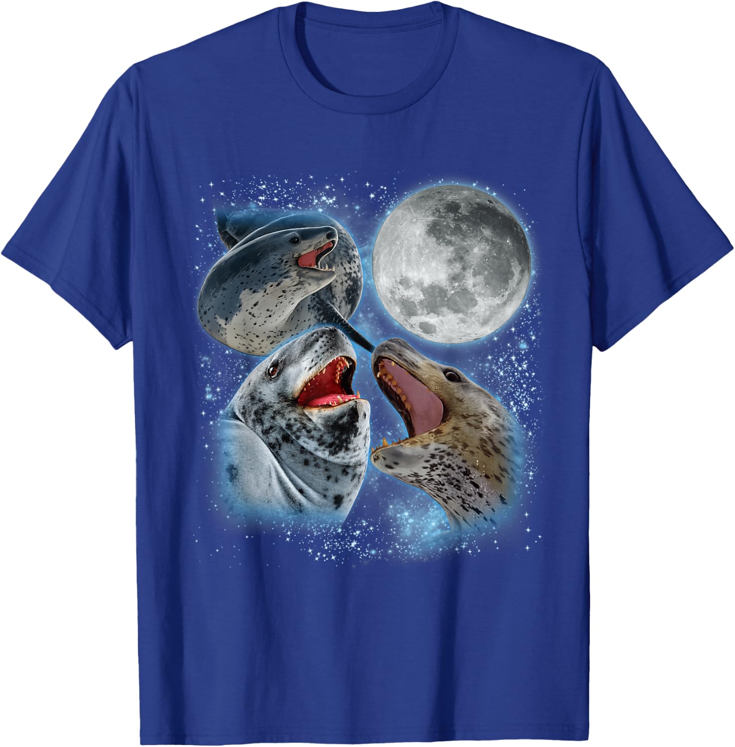 Leopard Seal Lover Galaxy Moon Wild Animal Wildlife Ocean T-Shirt - T-Shirt | Royal