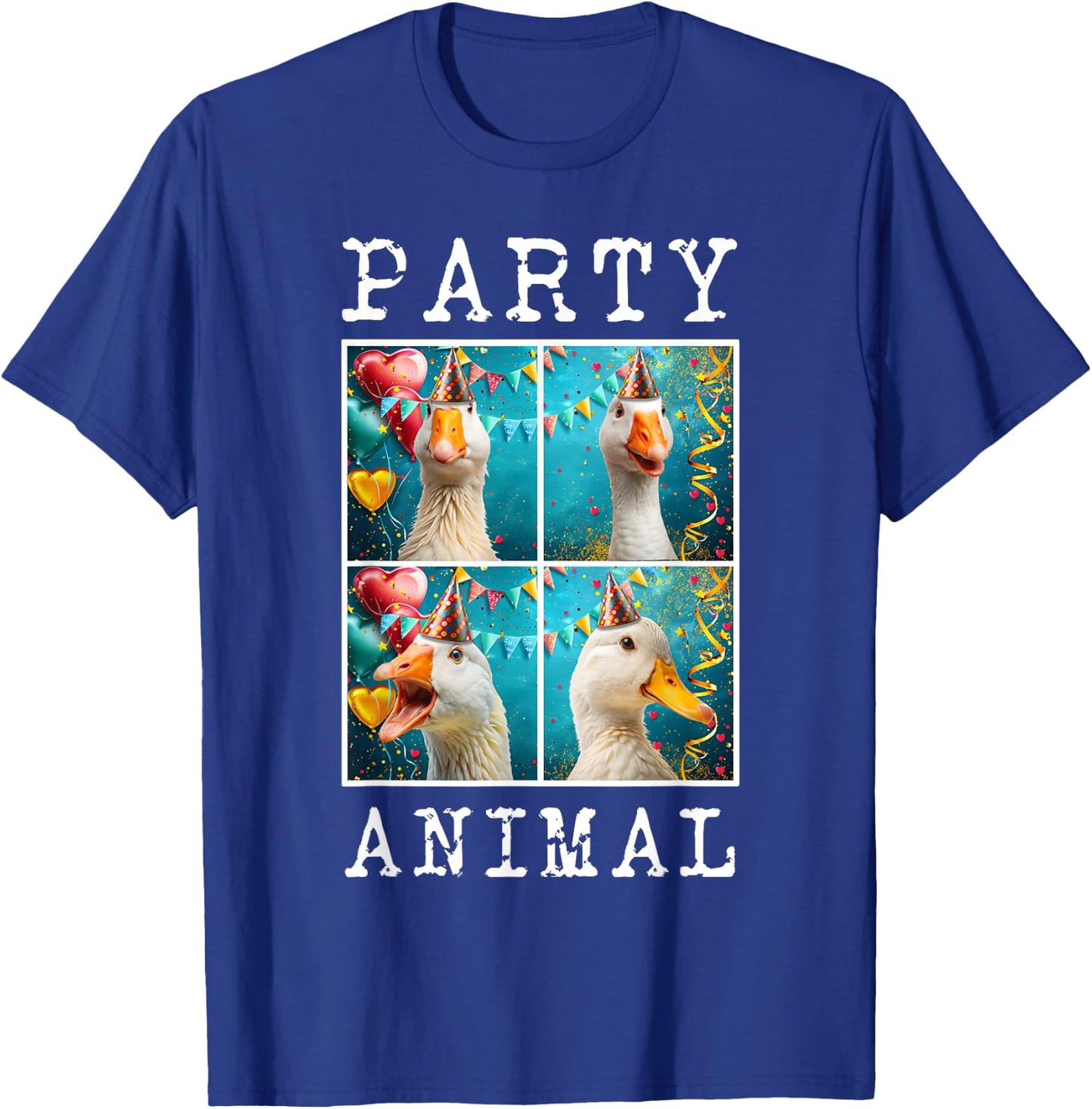 Ducks Face Colorful Farm Animal Party Hat Funny Duck Farming T-Shirt - T-Shirt | Royal