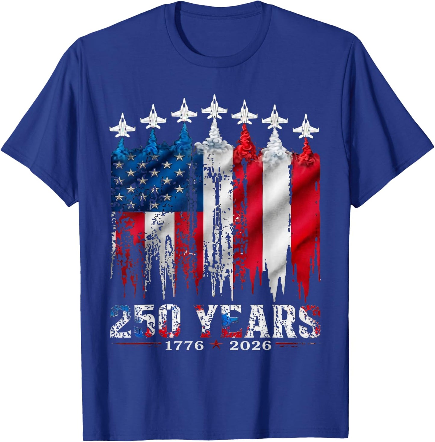 4th of July USA Flag 1776-2026 250 Years Anniversary T-Shirt - T-Shirt | Royal