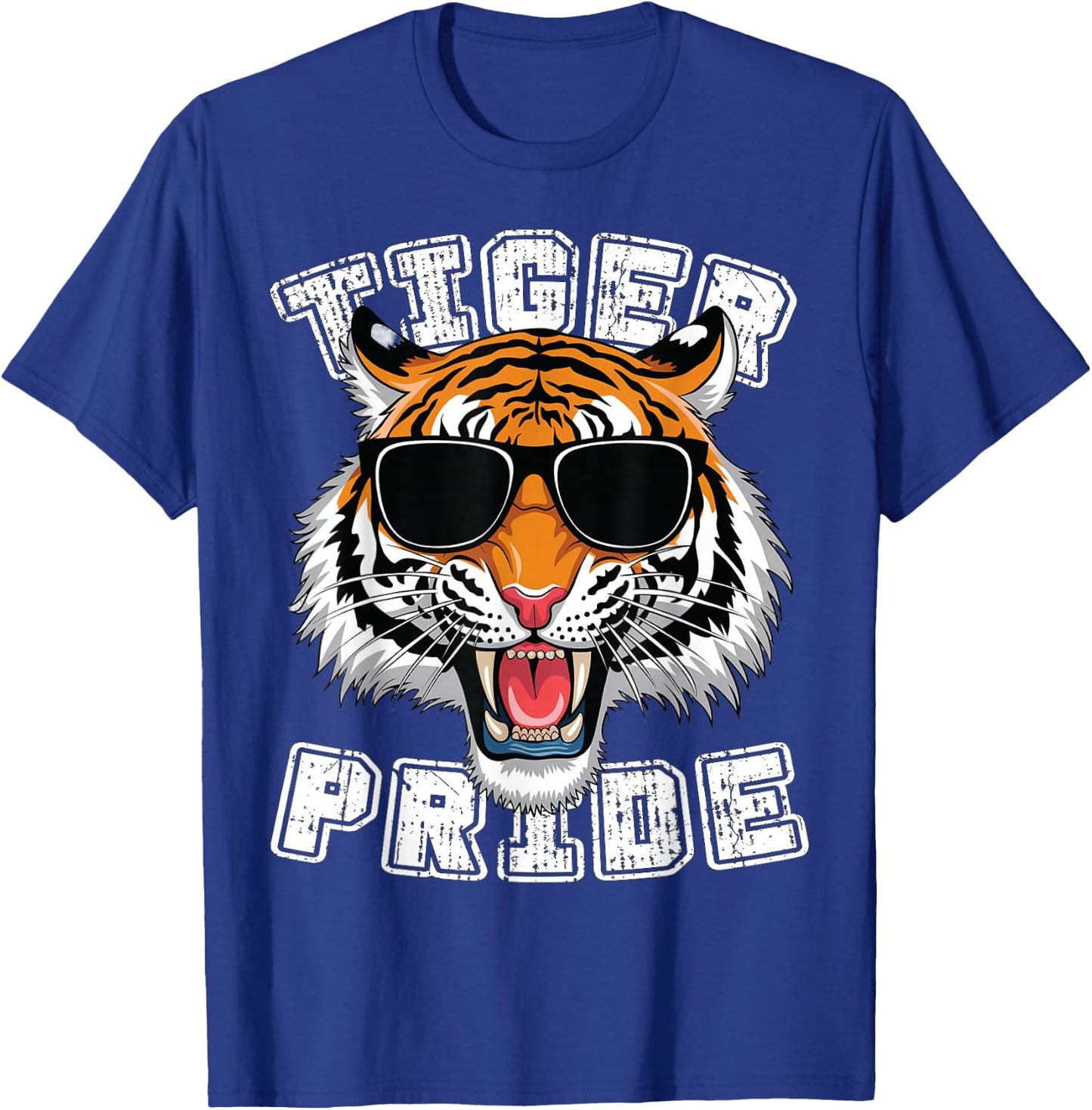 Tiger Pride Retro Tiger School Sports Team T-Shirt - T-Shirt | Royal