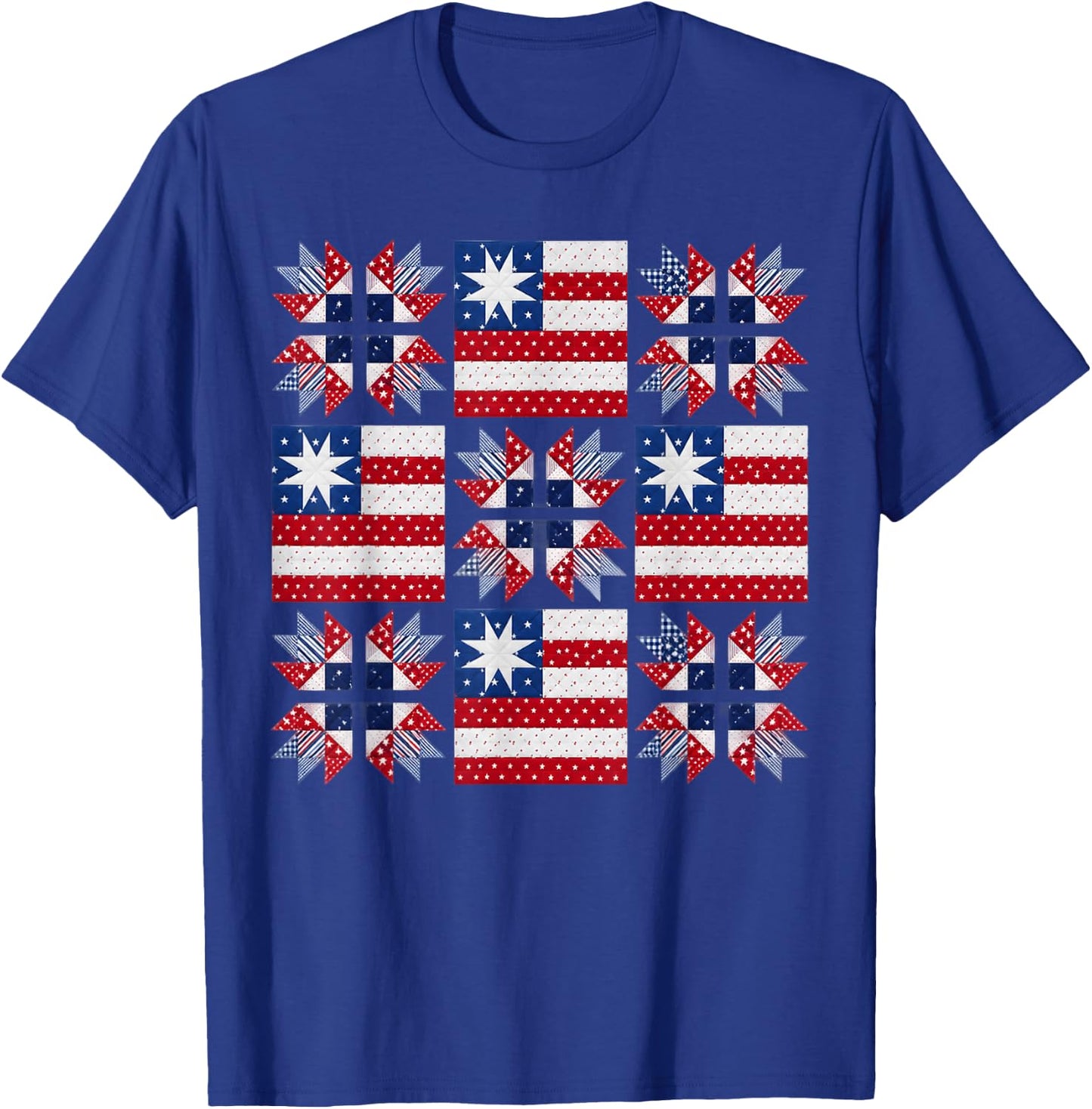 Patriotic Quilt Block American Quilter Sewing Craft Lover T-Shirt - T-Shirt | Royal