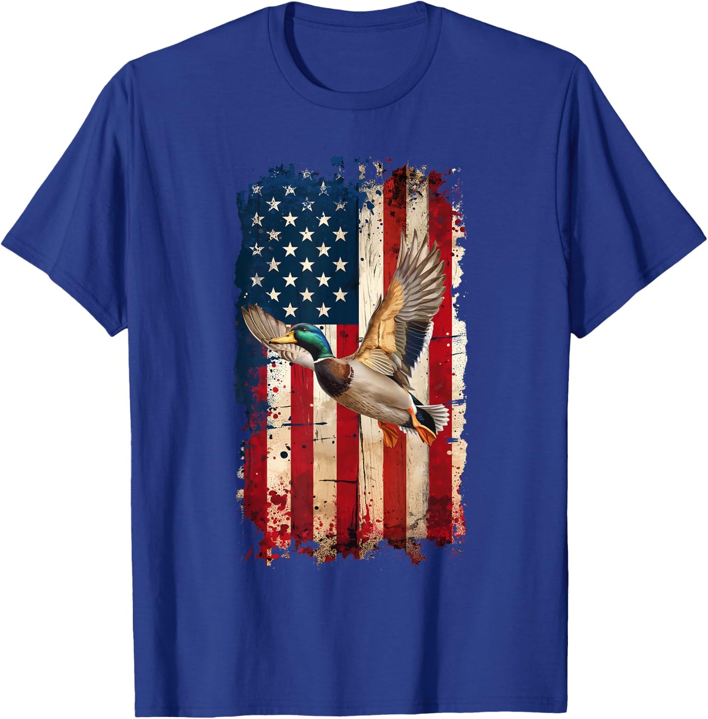 American Flag Duck Hunter Waterfowl Hunting T-Shirt - T-Shirt | Royal