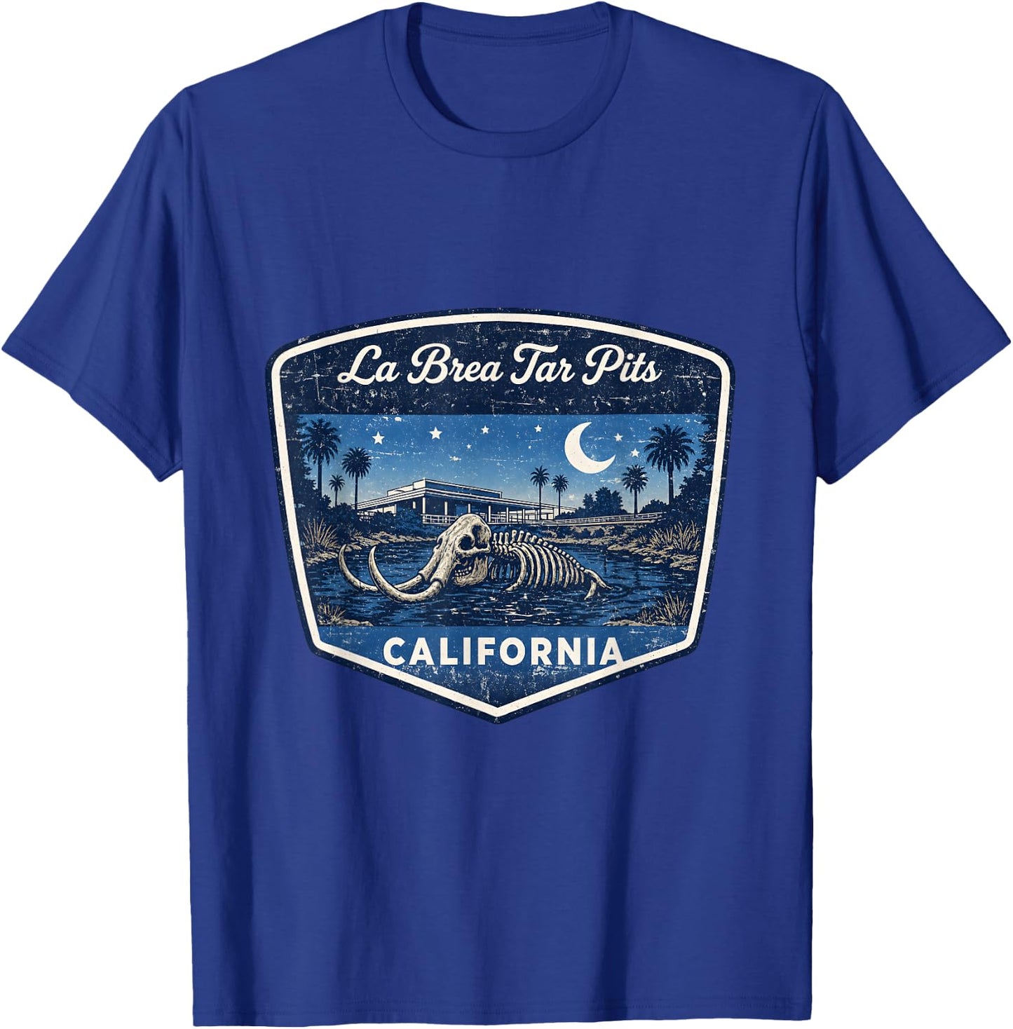 La Brea Tar Pits California Fossil Skeleton Paleontology T-Shirt - T-Shirt | Royal