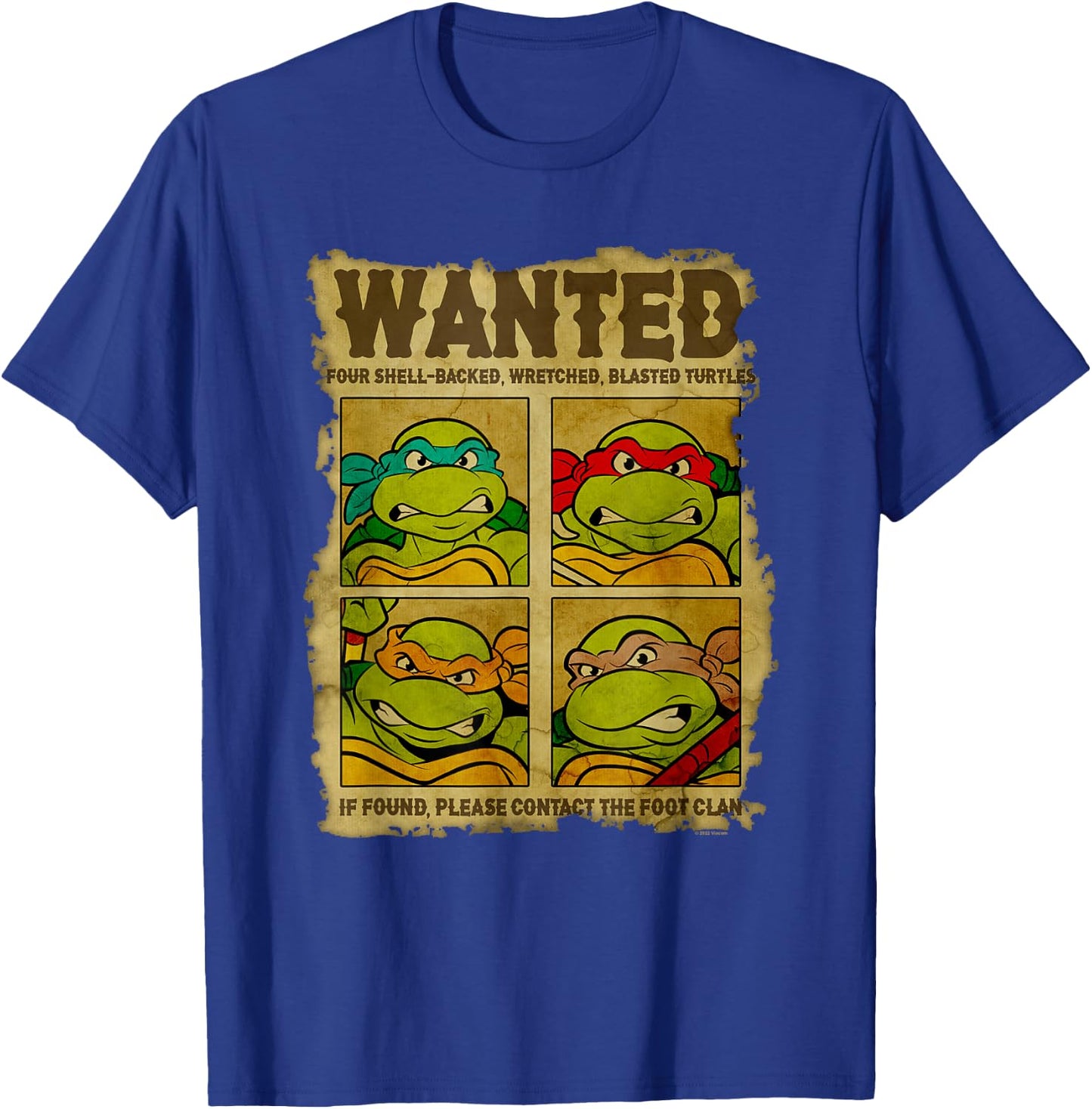Teenage Mutant Ninja Turtles Wanted Poster T-Shirt - T-Shirt | Royal