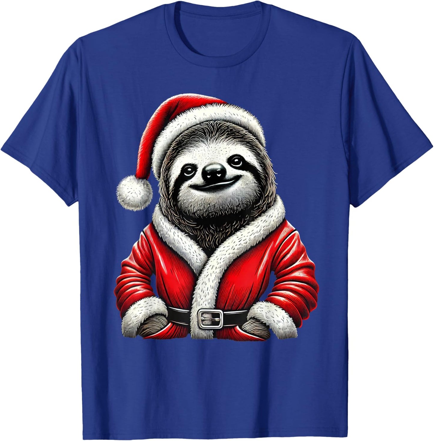 Cute Funny Sloth Santa Claus Christmas Xmas Sloth T-Shirt - T-Shirt | Royal