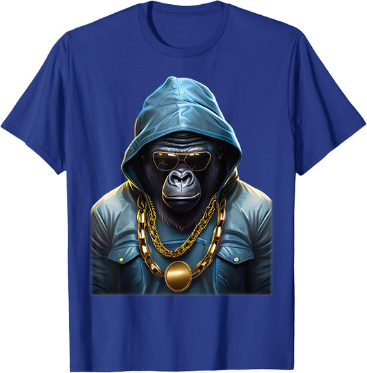 Rapper Gorilla I Retro Hip Hop I Gorilla Hip Hop Gangster , black T-Shirt - T-Shirt | Royal