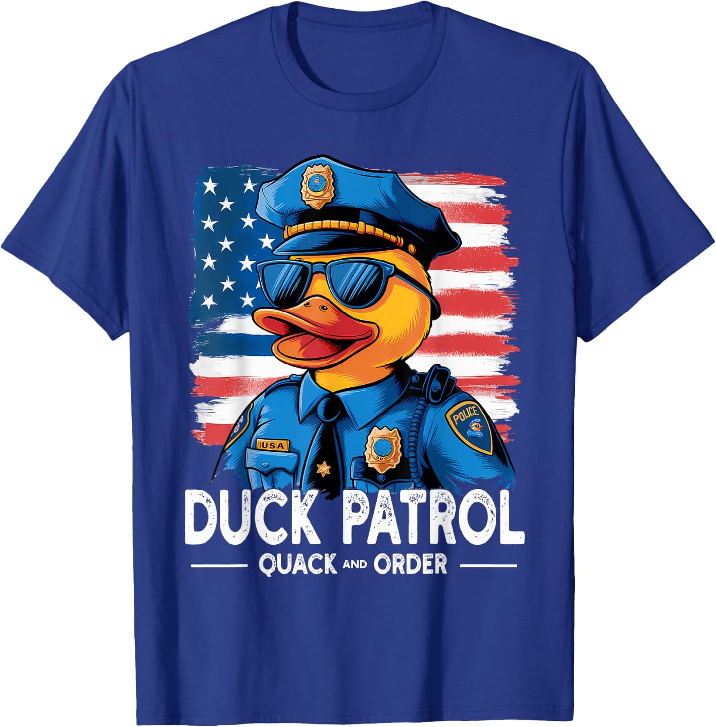 Duck Patrol Funny Police Duck T-Shirt - T-Shirt | Royal