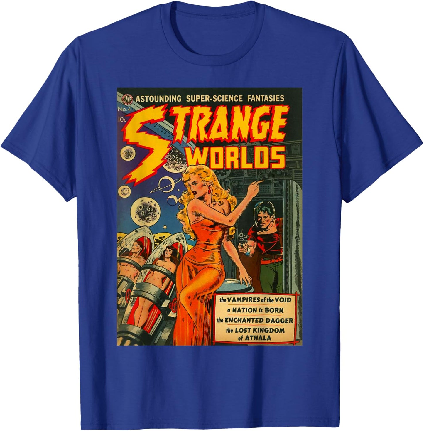 Sci Fi Pin Up Girl Science Fiction Vintage Horror Comic Book T-Shirt - T-Shirt | Royal