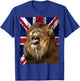 Patriotic Roaring Lion UK Flag Distressed United Kingdom T-Shirt - T-Shirt | Royal
