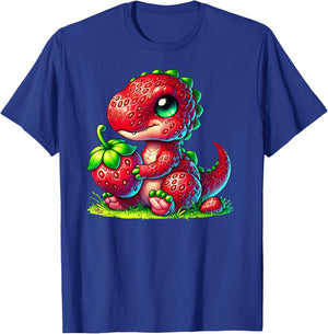 Cute Strawberry Summer Fruit Lover Dinosaur T Rex Boys Girls T-Shirt - T-Shirt | Royal